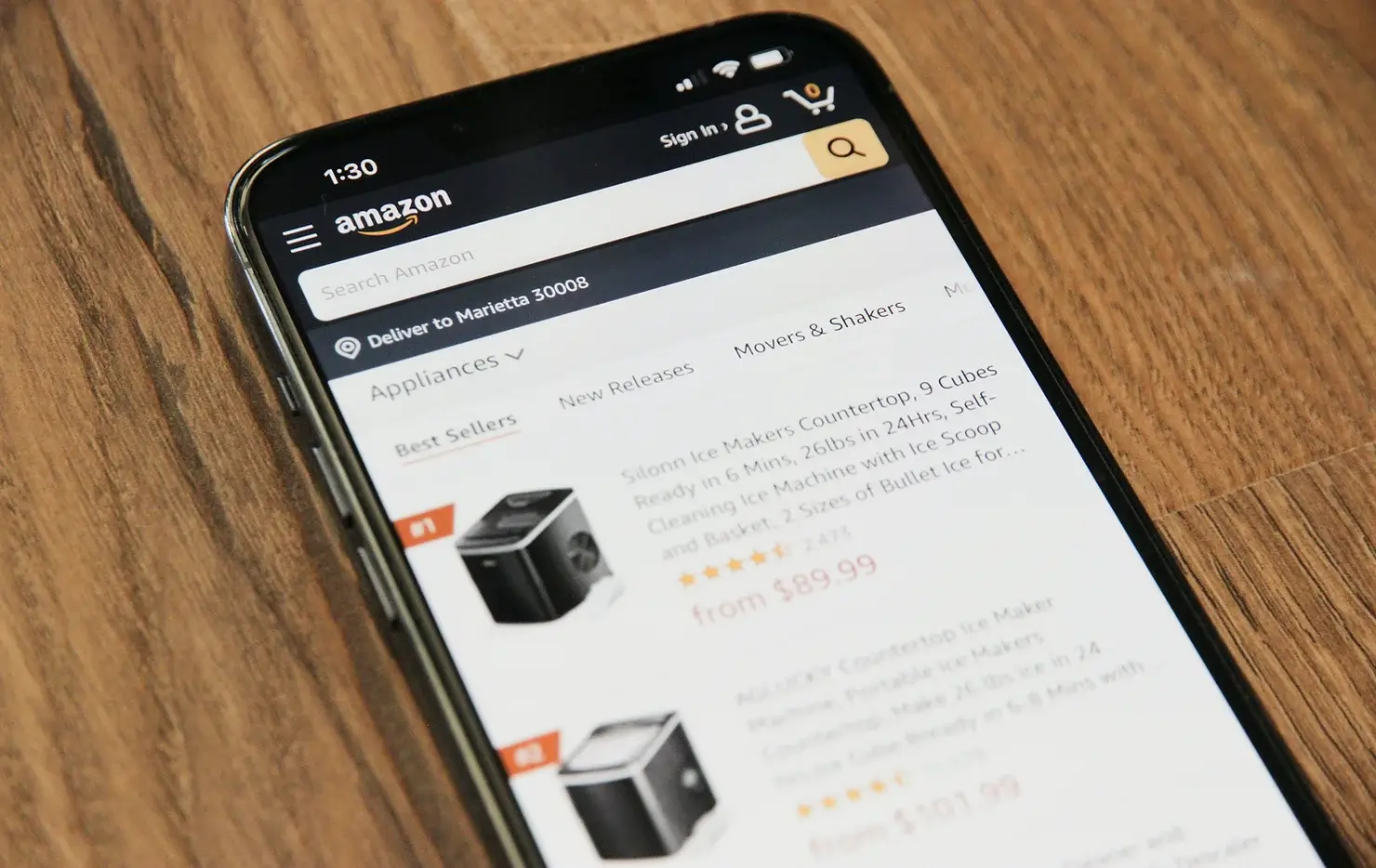 Amazon mobile application showcasing vat registration benefits